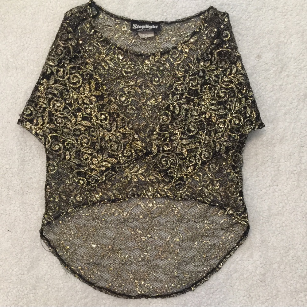 ✅4-20$ Vintage Stoplight sheer lace shirt small